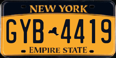 NY license plate GYB4419