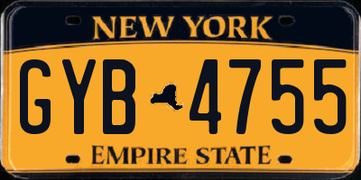 NY license plate GYB4755