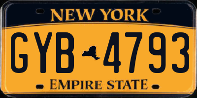 NY license plate GYB4793