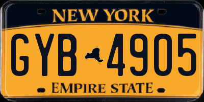 NY license plate GYB4905