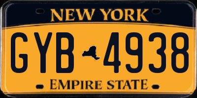 NY license plate GYB4938