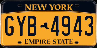 NY license plate GYB4943