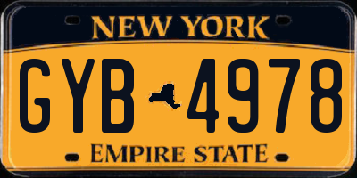 NY license plate GYB4978
