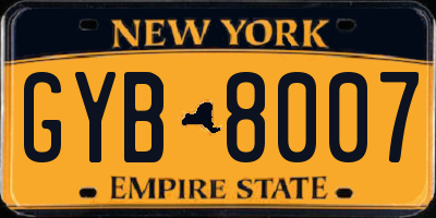 NY license plate GYB8007