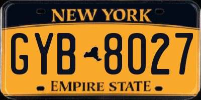 NY license plate GYB8027