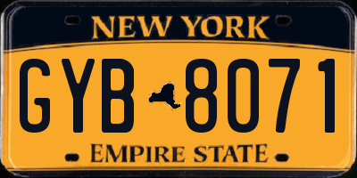 NY license plate GYB8071