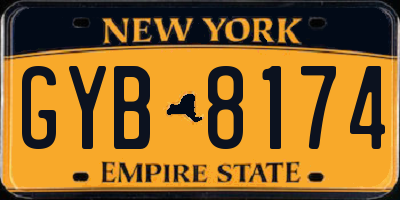NY license plate GYB8174