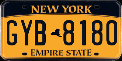 NY license plate GYB8180