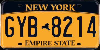 NY license plate GYB8214