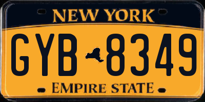 NY license plate GYB8349