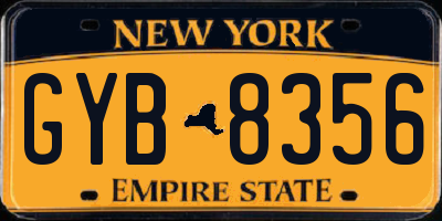 NY license plate GYB8356