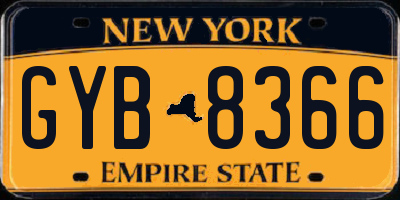 NY license plate GYB8366