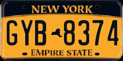 NY license plate GYB8374