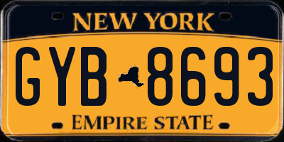 NY license plate GYB8693