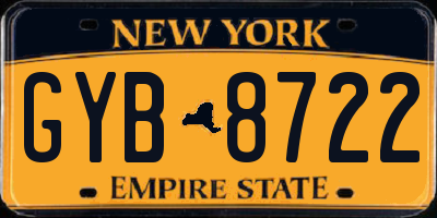 NY license plate GYB8722