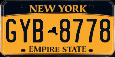NY license plate GYB8778