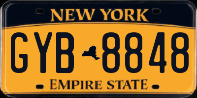 NY license plate GYB8848