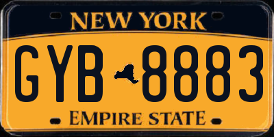 NY license plate GYB8883