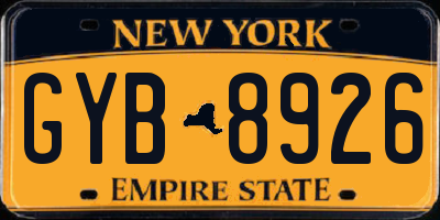 NY license plate GYB8926