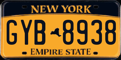 NY license plate GYB8938