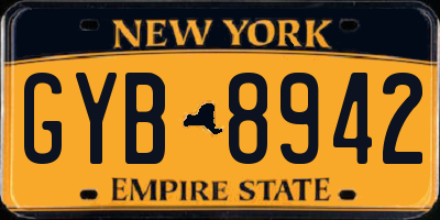 NY license plate GYB8942