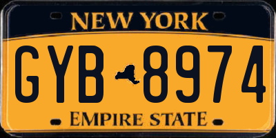 NY license plate GYB8974