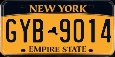 NY license plate GYB9014