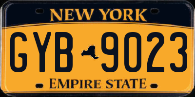 NY license plate GYB9023