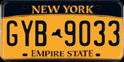 NY license plate GYB9033