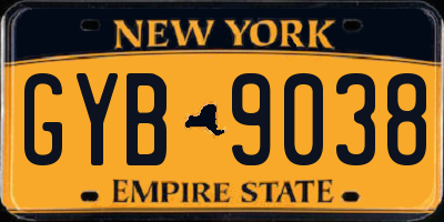 NY license plate GYB9038