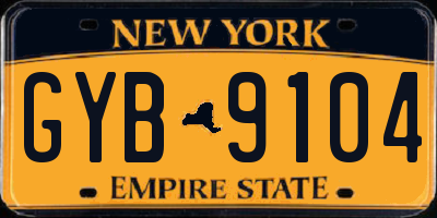 NY license plate GYB9104