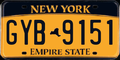 NY license plate GYB9151