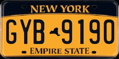 NY license plate GYB9190