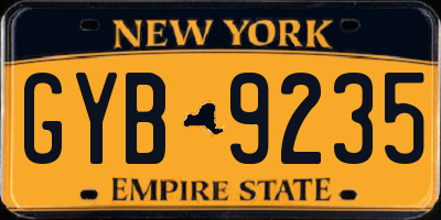 NY license plate GYB9235