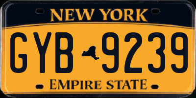 NY license plate GYB9239