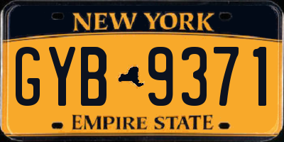 NY license plate GYB9371