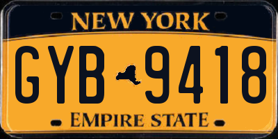 NY license plate GYB9418