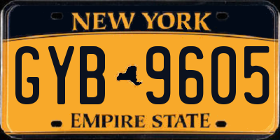 NY license plate GYB9605