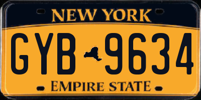 NY license plate GYB9634