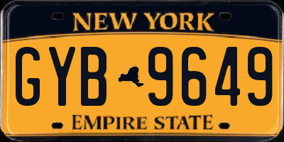 NY license plate GYB9649