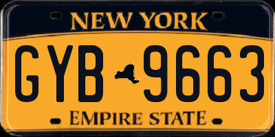NY license plate GYB9663