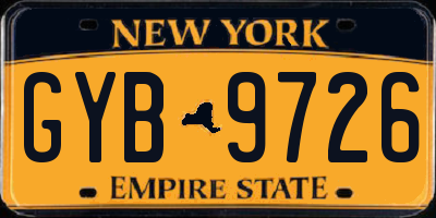 NY license plate GYB9726