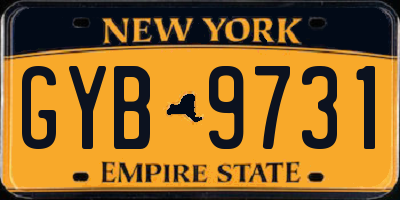 NY license plate GYB9731