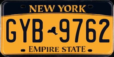NY license plate GYB9762