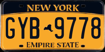 NY license plate GYB9778