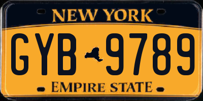 NY license plate GYB9789