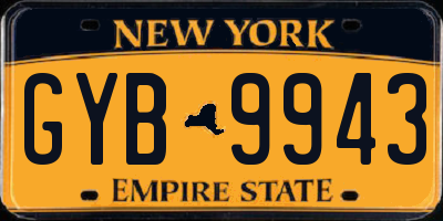 NY license plate GYB9943