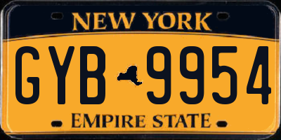 NY license plate GYB9954
