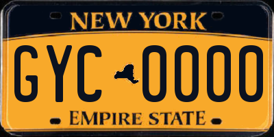 NY license plate GYC0000