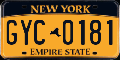 NY license plate GYC0181